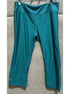 Under Armour Heatgear Fitted Women's 3/4 Length Workout Pants Green Medium